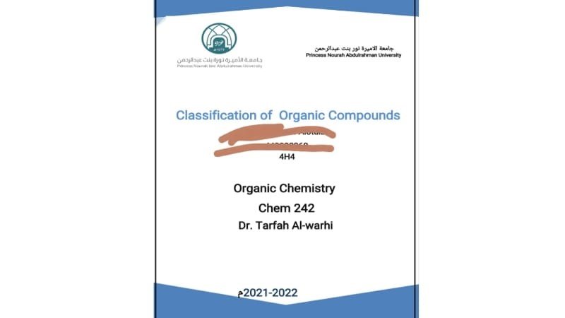 A report about: Classification of Organic Compounds